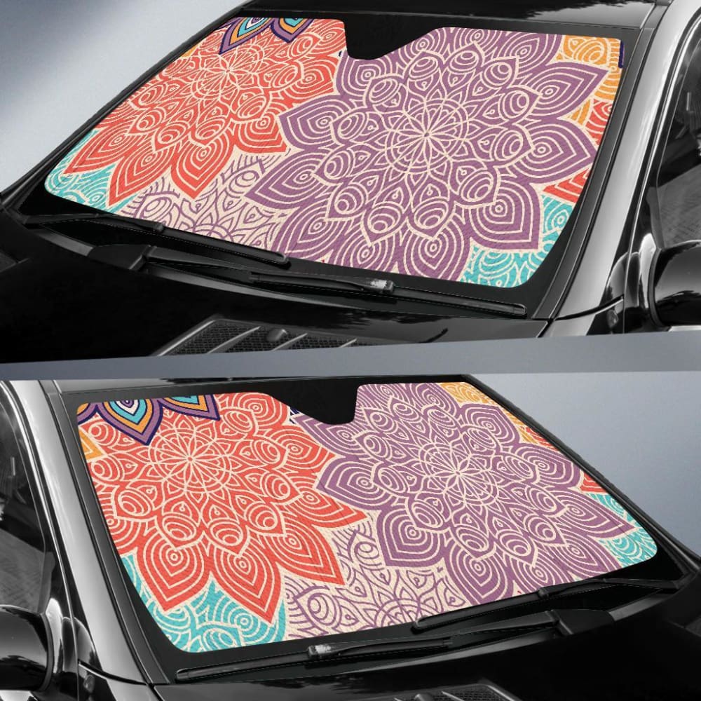 Colorful Floral Mandalas Car Sun Shades 093223 - YourCarButBetter