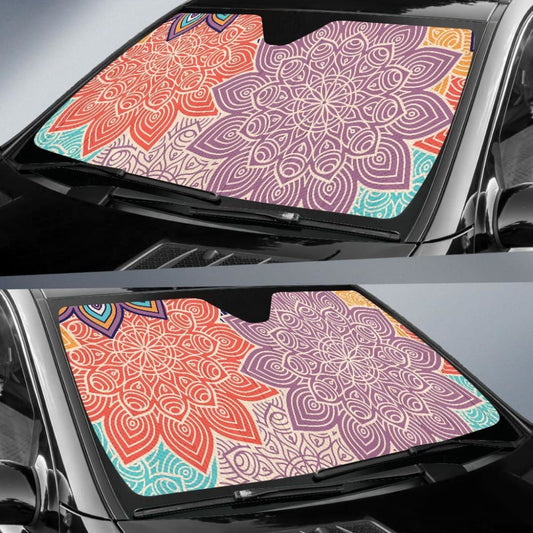 Colorful Floral Mandalas Car Sun Shades 093223 - YourCarButBetter
