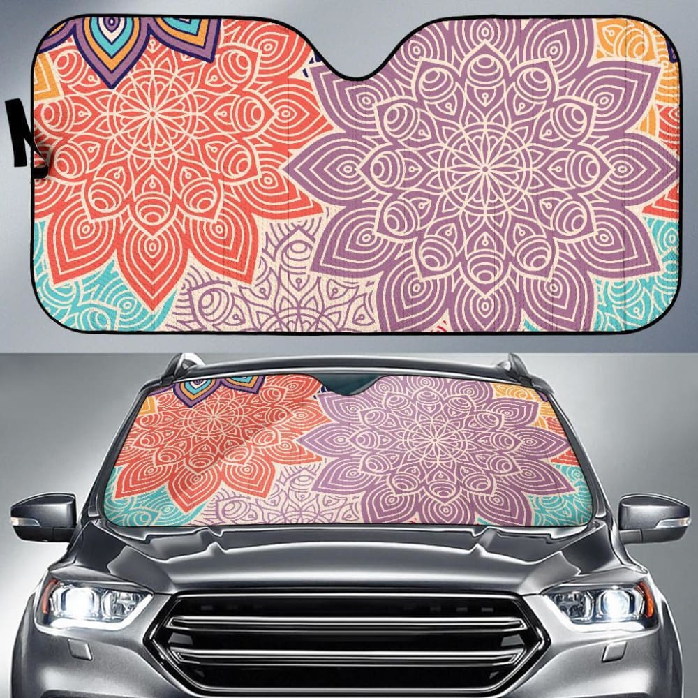Colorful Floral Mandalas Car Sun Shades 093223 - YourCarButBetter
