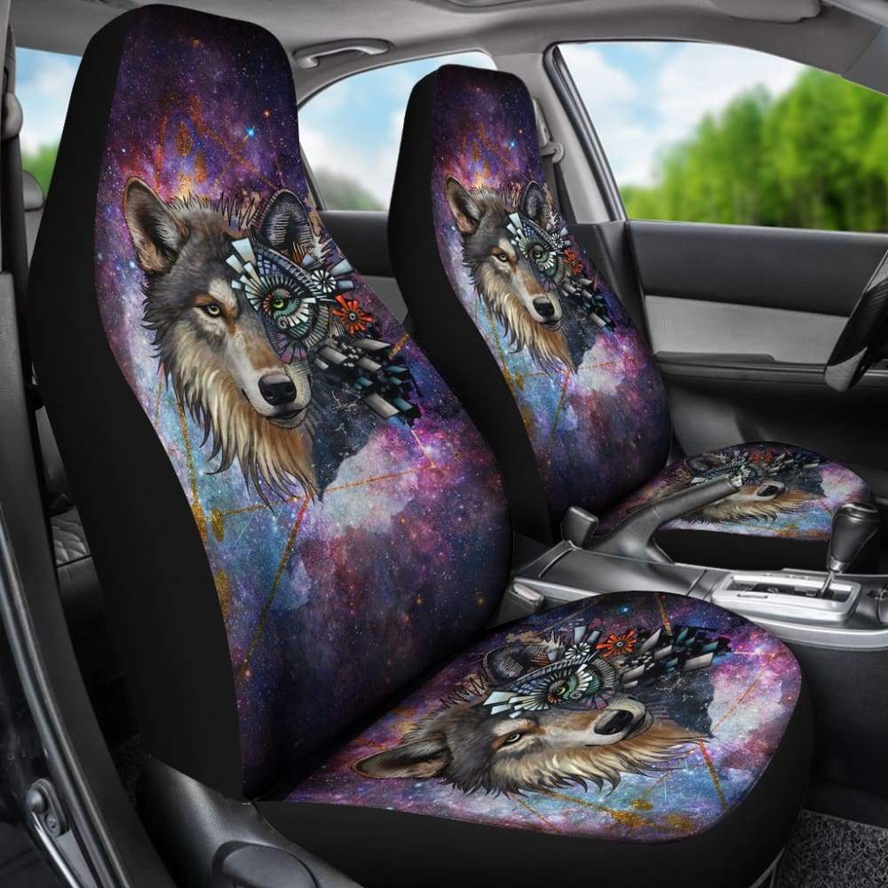 Colorful Galaxy Wolf Design Car Seat Covers Automotive 212202