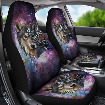 Colorful Galaxy Wolf Design Car Seat Covers Automotive 212202