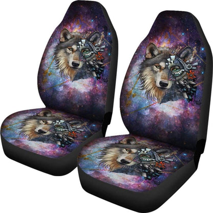Colorful Galaxy Wolf Design Car Seat Covers Automotive 212202