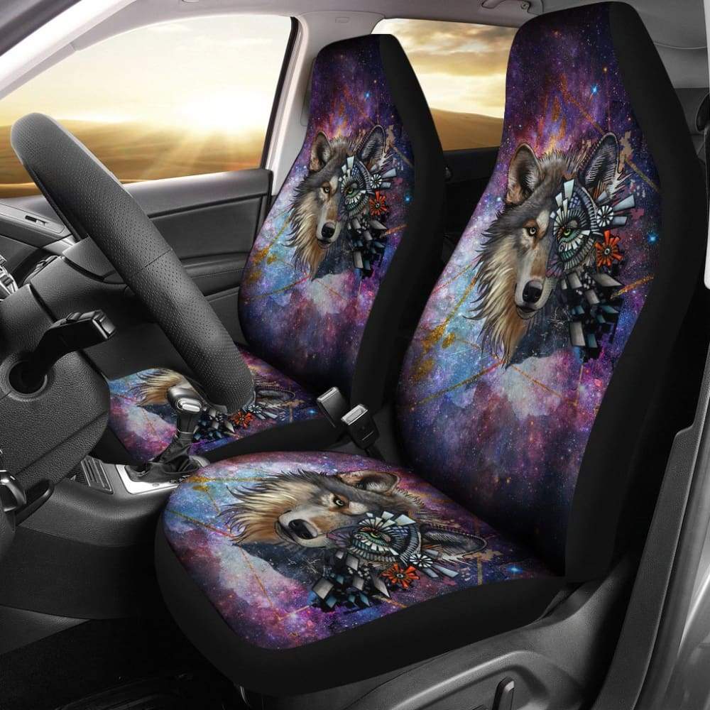 Colorful Galaxy Wolf Design Car Seat Covers Automotive 212202
