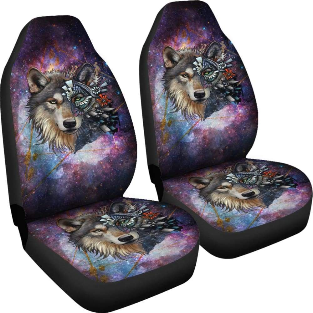 Colorful Galaxy Wolf Design Car Seat Covers Automotive 212202