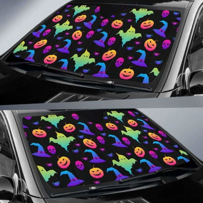 Colorful Halloween Background Car Auto Sun Shades 085424 - YourCarButBetter