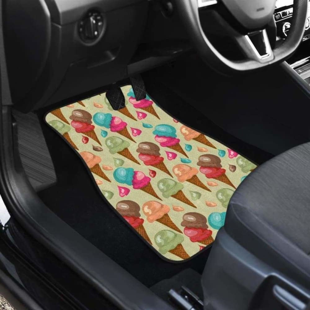 Colorful Ice Cream Pattern Front And Back Car Mats 160830 - YourCarButBetter