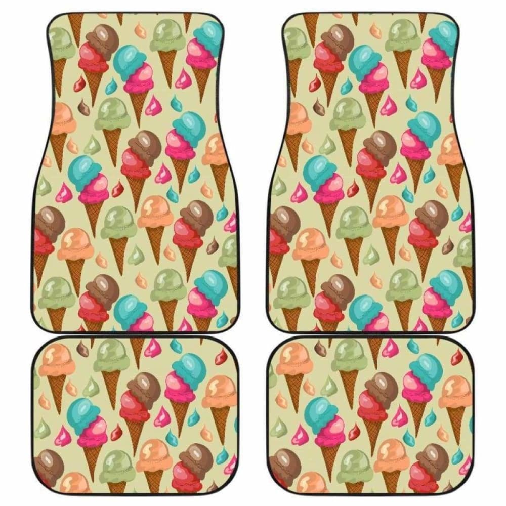 Colorful Ice Cream Pattern Front And Back Car Mats 160830 - YourCarButBetter