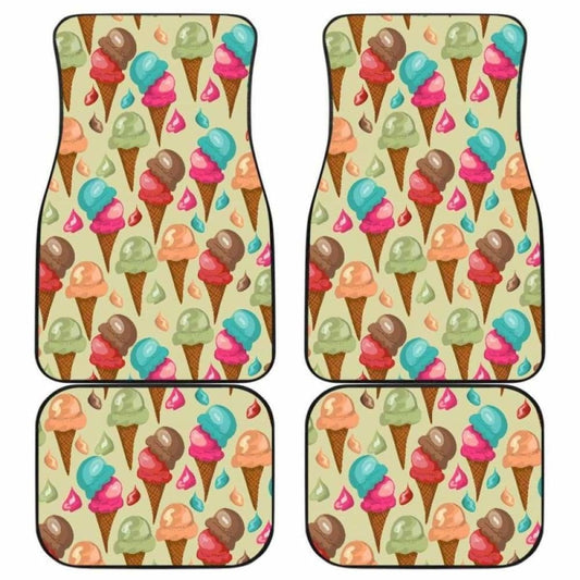 Colorful Ice Cream Pattern Front And Back Car Mats 160830 - YourCarButBetter