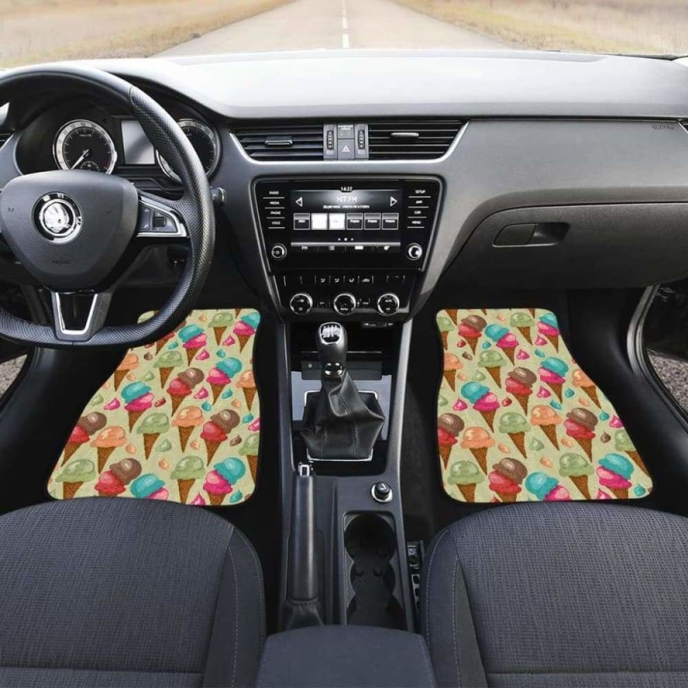 Colorful Ice Cream Pattern Front And Back Car Mats 160830 - YourCarButBetter