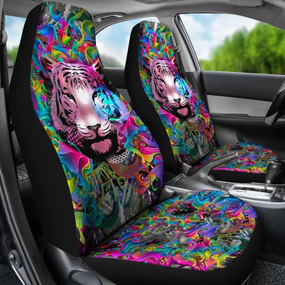 Colorful Male Nature Habitat Tiger Head Car Seat Covers 211102