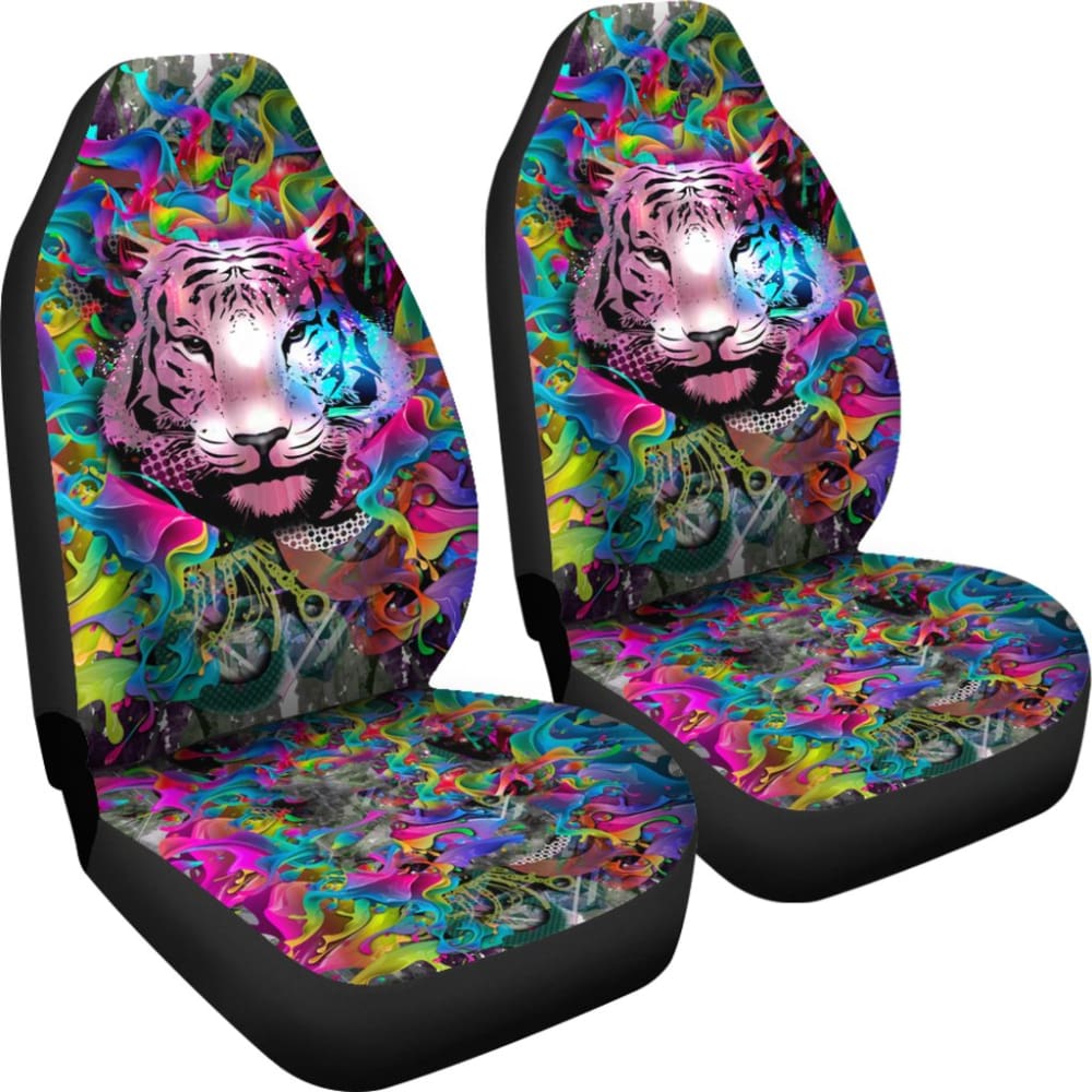 Colorful Male Nature Habitat Tiger Head Car Seat Covers 211102