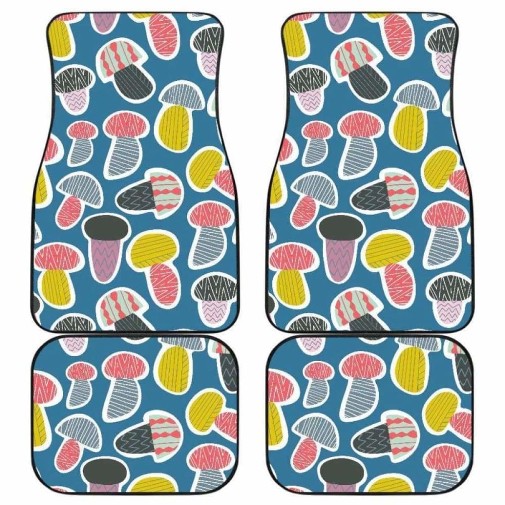 Colorful Mushroom Design Pattern Front And Back Car Mats 174914 - YourCarButBetter