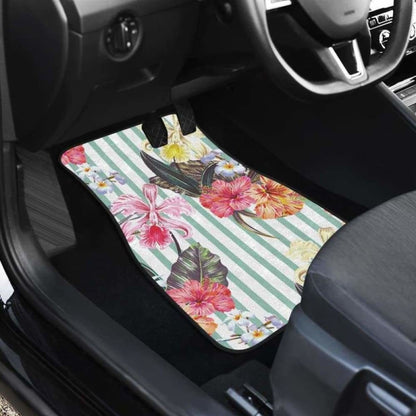 Colorful Orchid Flower Pattern Front And Back Car Mats 174914 - YourCarButBetter