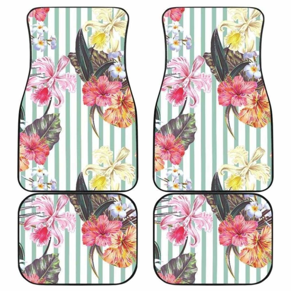 Colorful Orchid Flower Pattern Front And Back Car Mats 174914 - YourCarButBetter