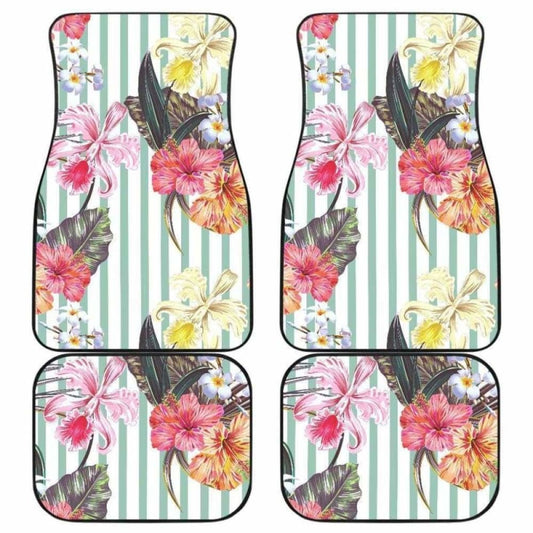 Colorful Orchid Flower Pattern Front And Back Car Mats 174914 - YourCarButBetter