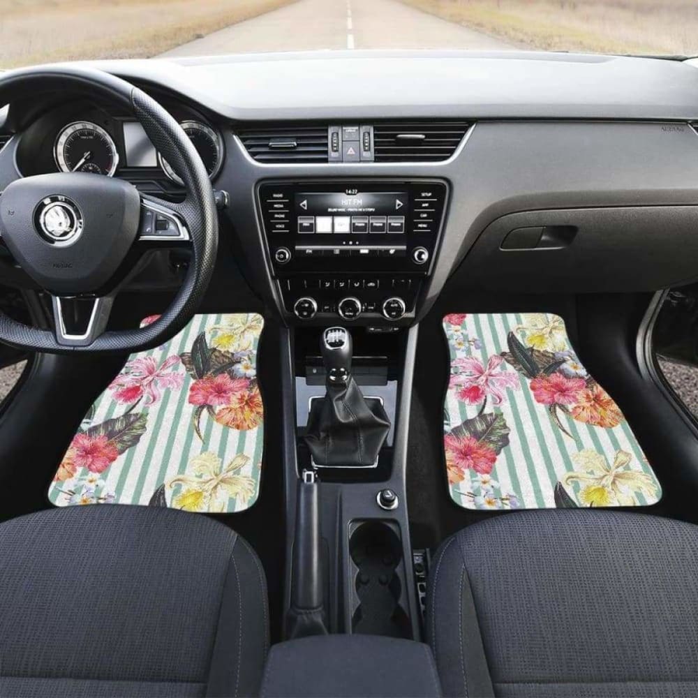 Colorful Orchid Flower Pattern Front And Back Car Mats 174914 - YourCarButBetter