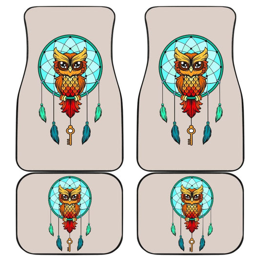Colorful Owl And Dreamcatcher Stained Glass Effect Print Car Floor Mats 210301 - YourCarButBetter