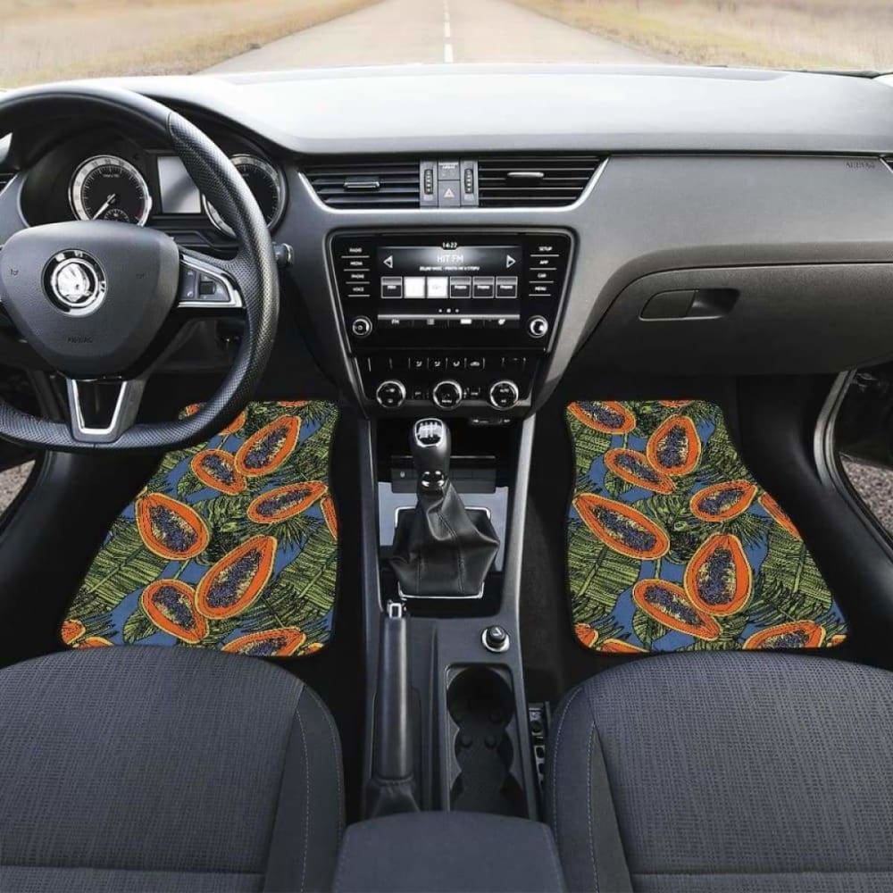 Colorful Papaya Tropical Leaves Front And Back Car Mats 174914 - YourCarButBetter