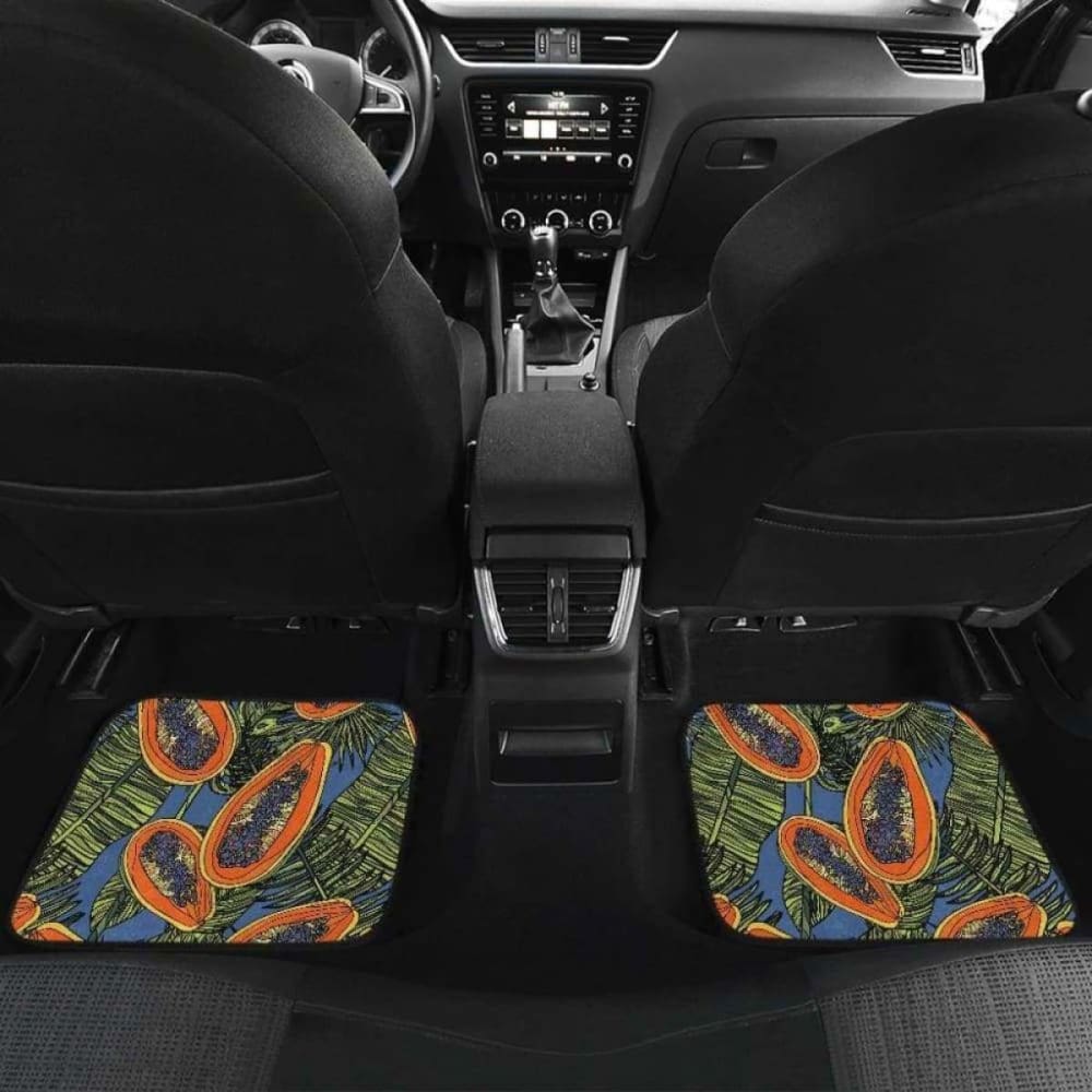 Colorful Papaya Tropical Leaves Front And Back Car Mats 174914 - YourCarButBetter