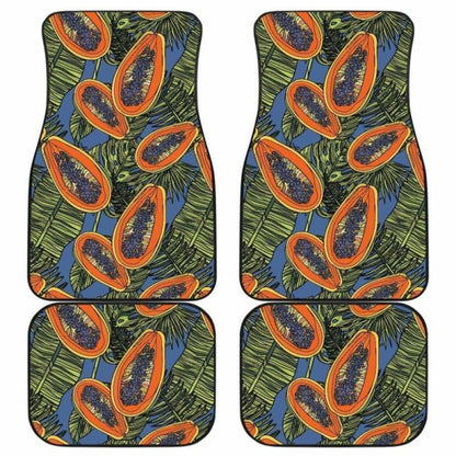 Colorful Papaya Tropical Leaves Front And Back Car Mats 174914 - YourCarButBetter