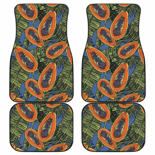 Colorful Papaya Tropical Leaves Front And Back Car Mats 174914 - YourCarButBetter
