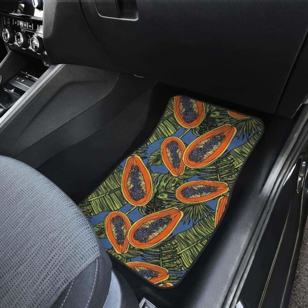 Colorful Papaya Tropical Leaves Front And Back Car Mats 174914 - YourCarButBetter