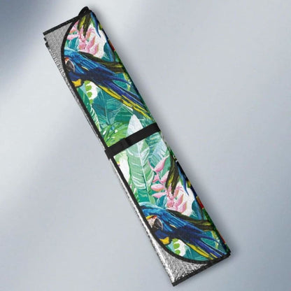 Colorful Parrot Exotic Flower Leaves Car Auto Sun Shades 182102 - YourCarButBetter