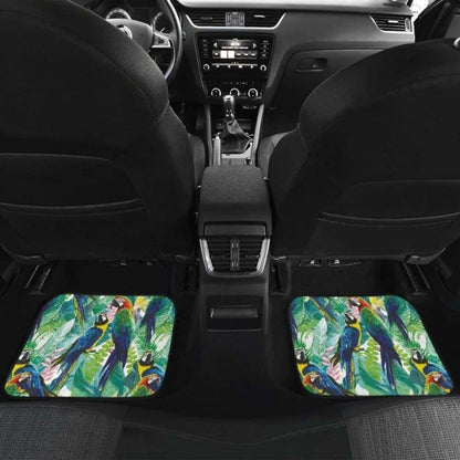 Colorful Parrot Exotic Flower Leaves Front And Back Car Mats 174914 - YourCarButBetter