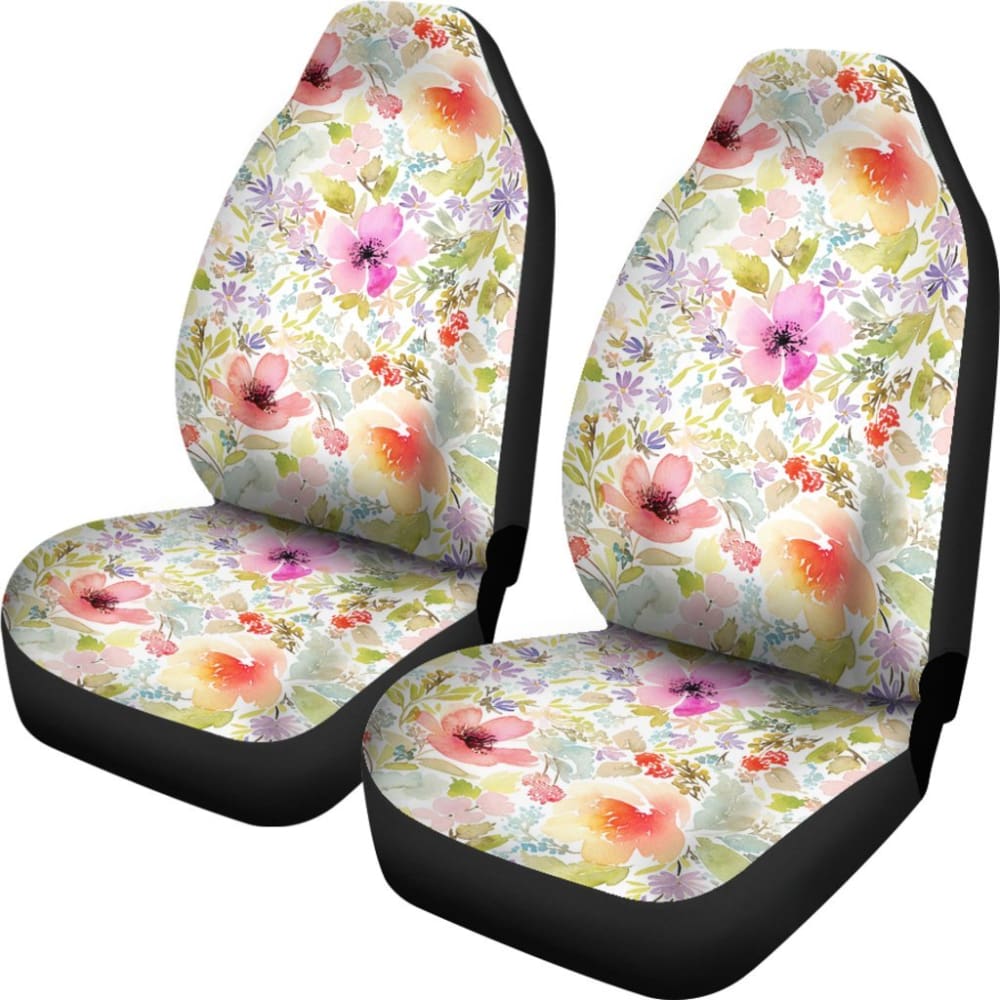 Colorful Pink Watercolor Floral Car Seat Covers 174510 - YourCarButBetter
