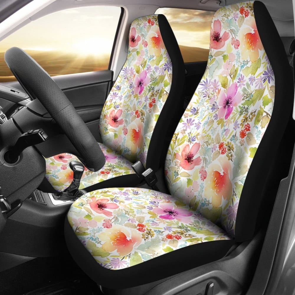 Colorful Pink Watercolor Floral Car Seat Covers 174510 - YourCarButBetter