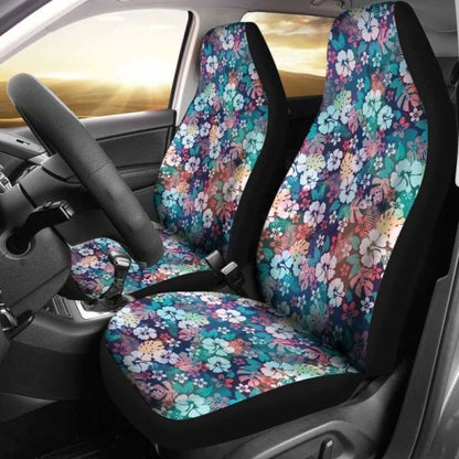 Colorful Rainbow Hibiscus Hawaiian Tropical Flower Car Seat Covers 232125 - YourCarButBetter