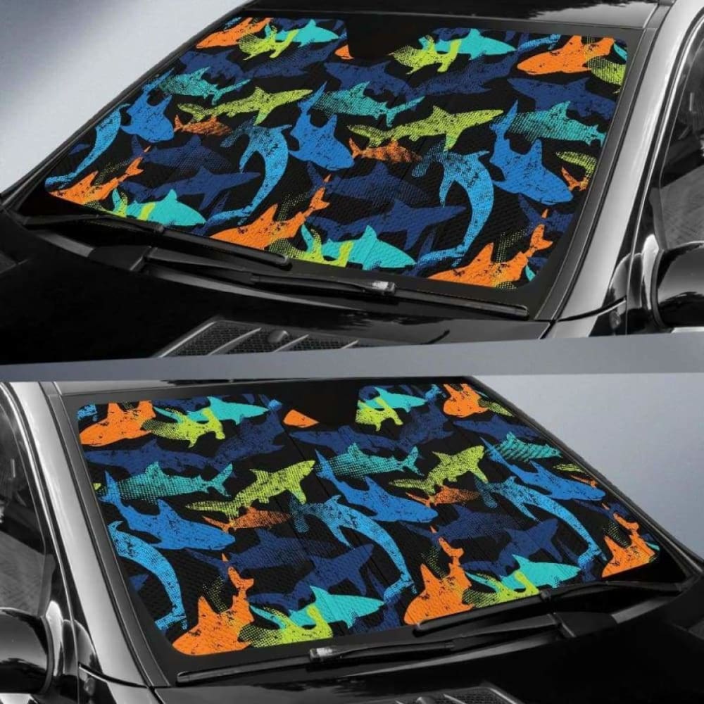 Colorful Shark Car Auto Sun Shades 085424 - YourCarButBetter
