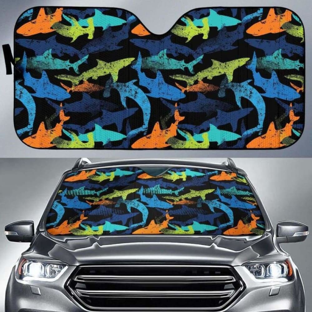 Colorful Shark Car Auto Sun Shades 085424 - YourCarButBetter