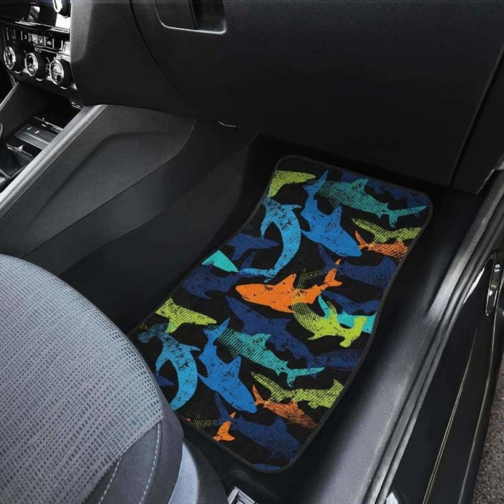 Colorful Shark Front And Back Car Mats 102802 - YourCarButBetter