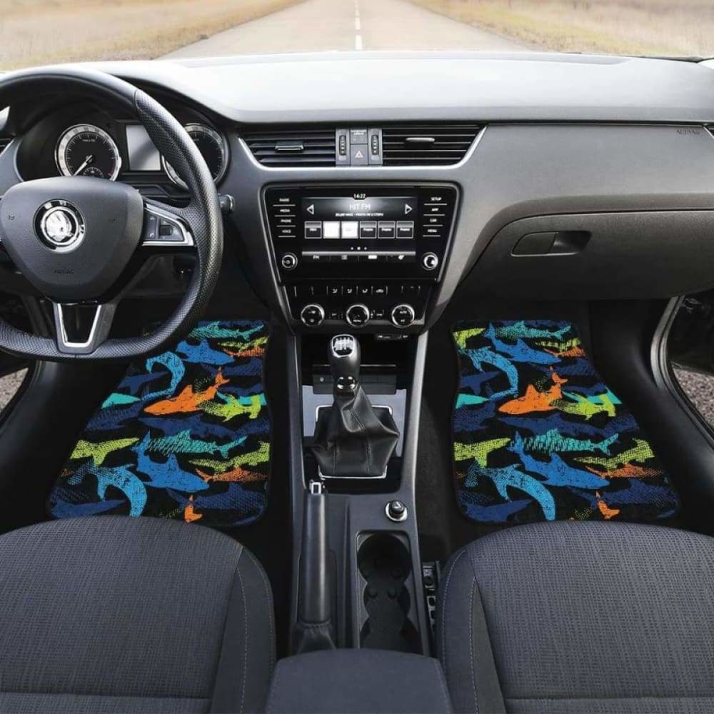 Colorful Shark Front And Back Car Mats 102802 - YourCarButBetter