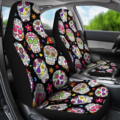 Colorful Sugar Skull Car Seat Covers 101819 - YourCarButBetter