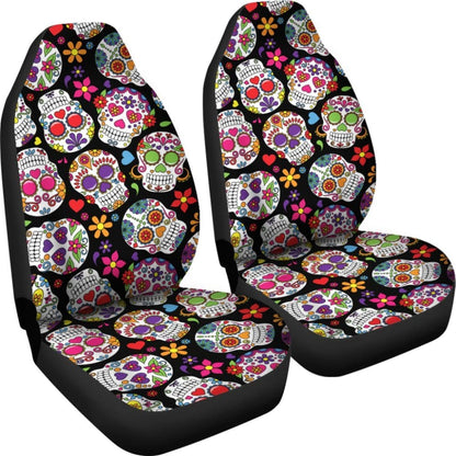 Colorful Sugar Skull Ii Car Seat Covers 101819 - YourCarButBetter