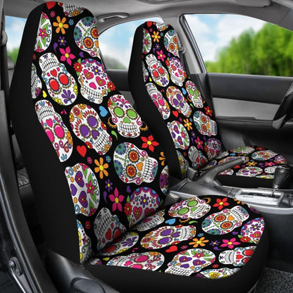 Colorful Sugar Skull Ii Car Seat Covers 101819 - YourCarButBetter