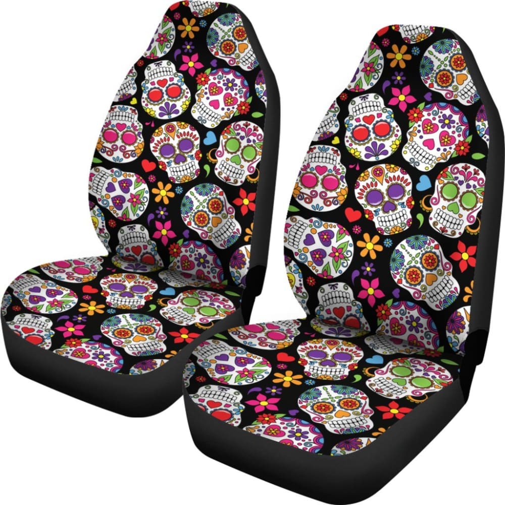 Colorful Sugar Skull Ii Car Seat Covers 101819 - YourCarButBetter