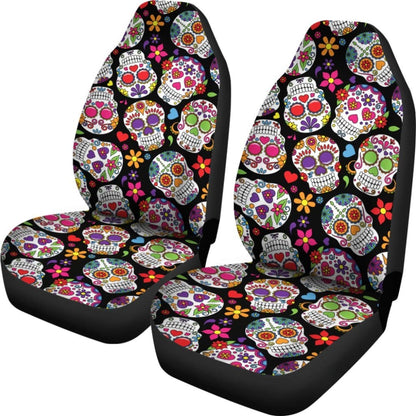 Colorful Sugar Skull Ii Car Seat Covers 101819 - YourCarButBetter