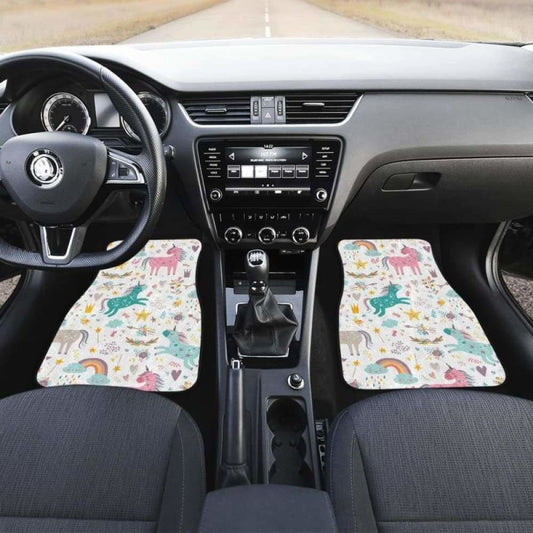 Colorful Unicorn Pattern Front And Back Car Mats 170817