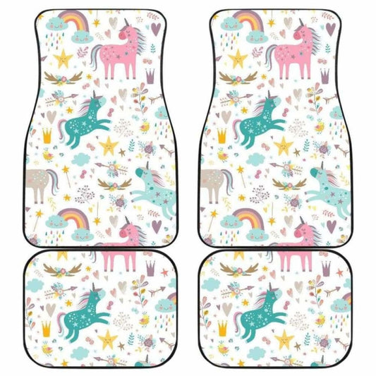 Colorful Unicorn Pattern Front And Back Car Mats 170817