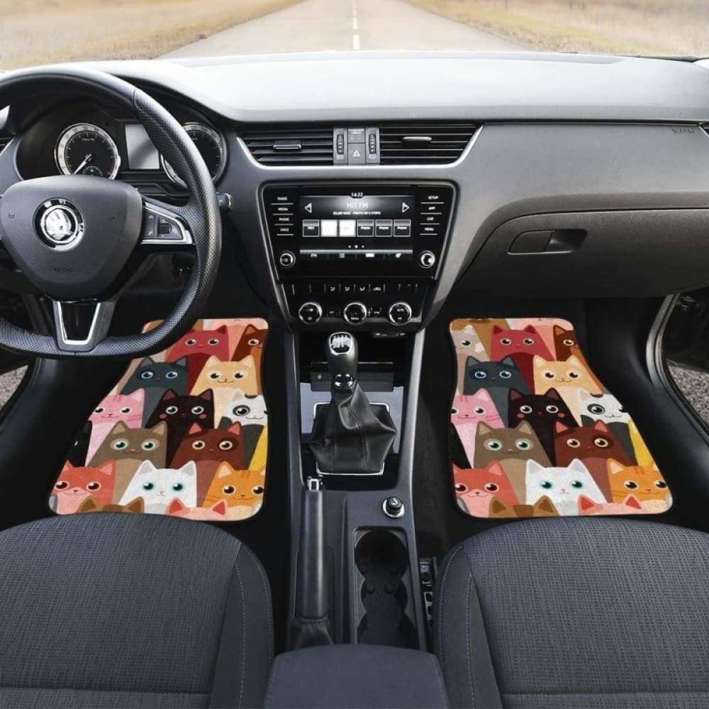 Colorfull Cats Funny Painting Car Floor Mats 112428 - YourCarButBetter