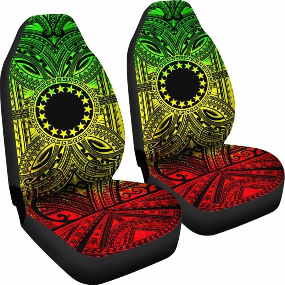 Cook Islands Car Seat Cover - Cook Islands Coat Of Arms Polynesian Reggae Style 105905 - YourCarButBetter