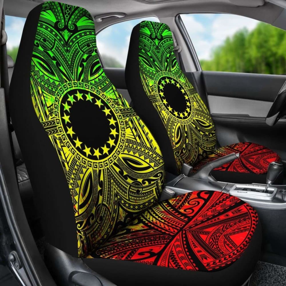 Cook Islands Car Seat Cover - Cook Islands Coat Of Arms Polynesian Reggae Style 105905 - YourCarButBetter