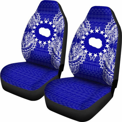 Cook Islands Car Seat Cover - Cook Islands Flag Map Blue - 105905 - YourCarButBetter