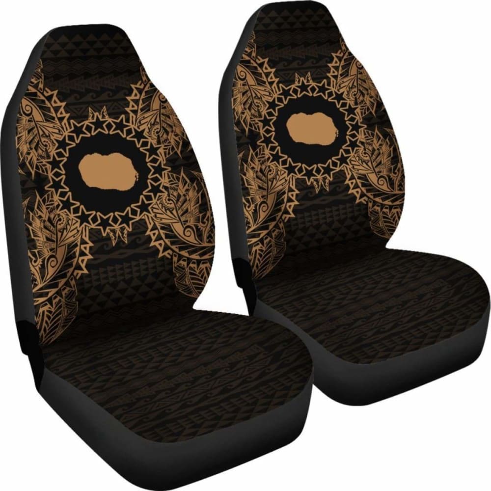 Cook Islands Car Seat Cover - Cook Islands Flag Map Gold - 105905 - YourCarButBetter