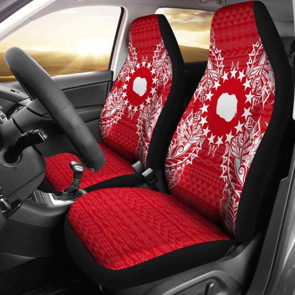 Cook Islands Car Seat Cover - Cook Islands Flag Map Red White - 105905 - YourCarButBetter
