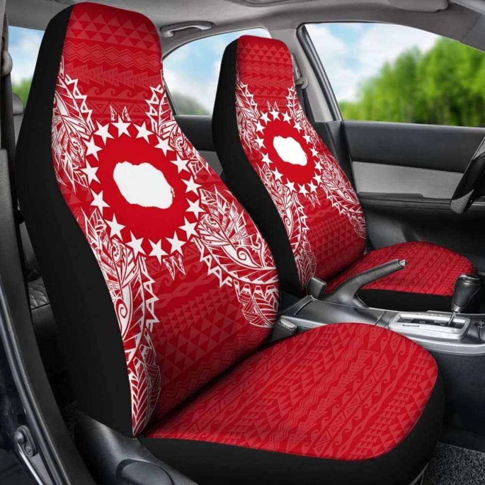 Cook Islands Car Seat Cover - Cook Islands Flag Map Red White - 105905 - YourCarButBetter