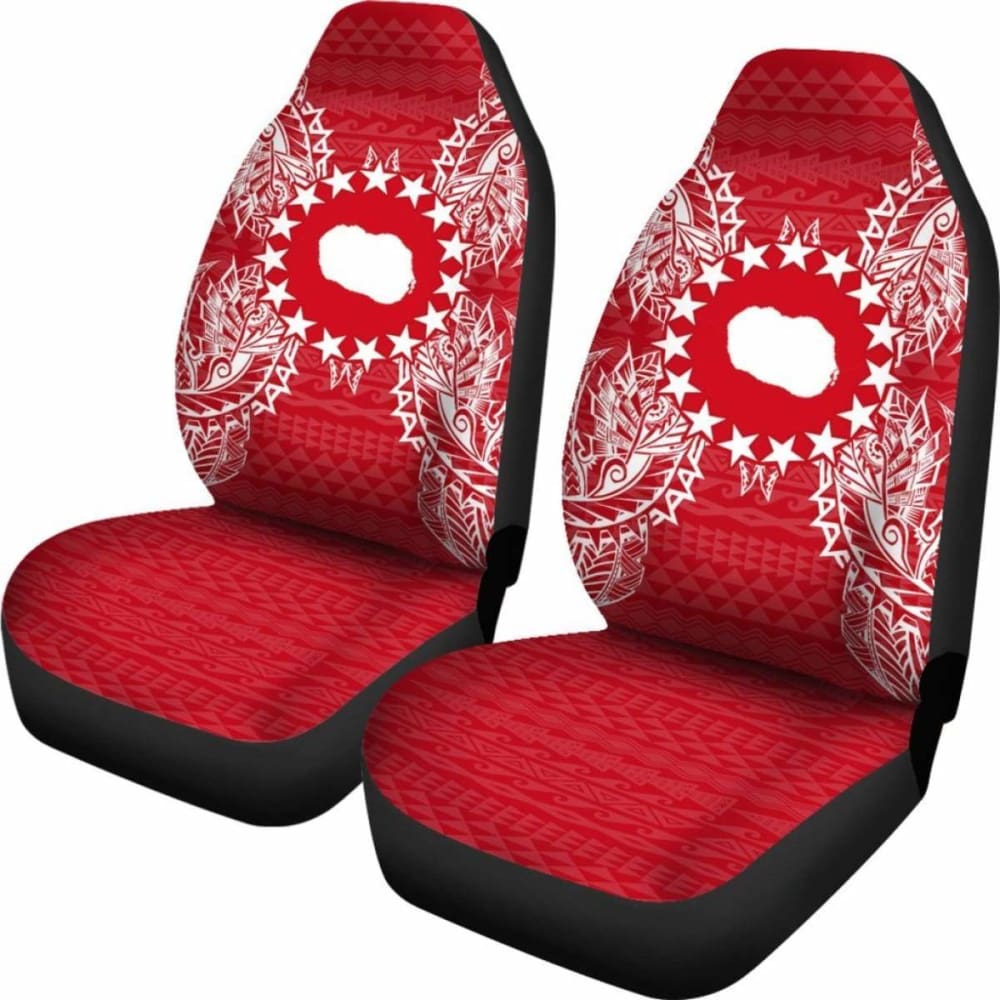 Cook Islands Car Seat Cover - Cook Islands Flag Map Red White - 105905 - YourCarButBetter